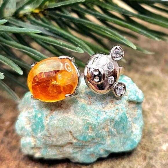 Nature Golden Healer Cute Pig Open Ring - Picture 1 of 10